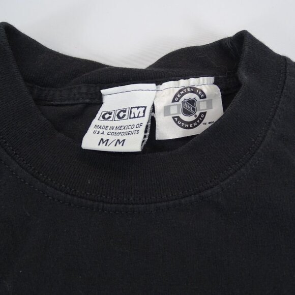 VINTAGE CCM Authentic BUFFALO SABRES Black Curve T-Shirt Size M - Picture 3 of 7